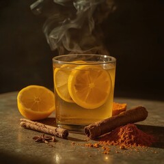 Hot Spiced Tea Orange Slices Steam Glass Cinnamon Warm Beverage Comfort Drink Tea Time Relaxation Wellness Health Natural Ingredients Cozy Herbal

