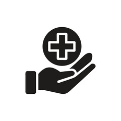 Obraz premium Hand holding a medical cross symbol representing healthcare and assistance isolated on a white background