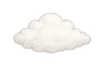 Pencil drawing of a white cloud floating on a transparent background, ideal for weather or meteorology projects
