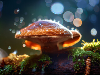 Ganoderma lucidum mushroom on natural background for herbal medicine concept
