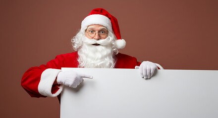 Naklejka premium Santa Claus Pointing to Blank Sign