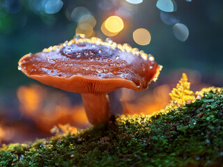 Ganoderma lucidum on wooden table for traditional healing concept
