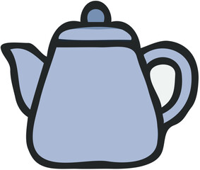Obraz premium A simple illustration of a light blue teapot with a dark outline.