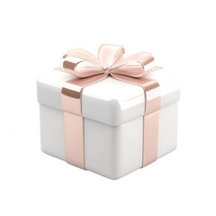 Obraz premium special icon Closed white gift box with a pink bow on a transparent background, perfect for celebrations, birthdays, and 3d occasions