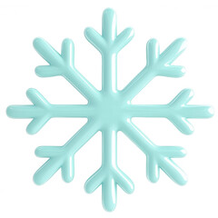 Glossy light blue 3d holiday snowflake isolated on transparent background, perfect for winter, christmas, or icon themed projects