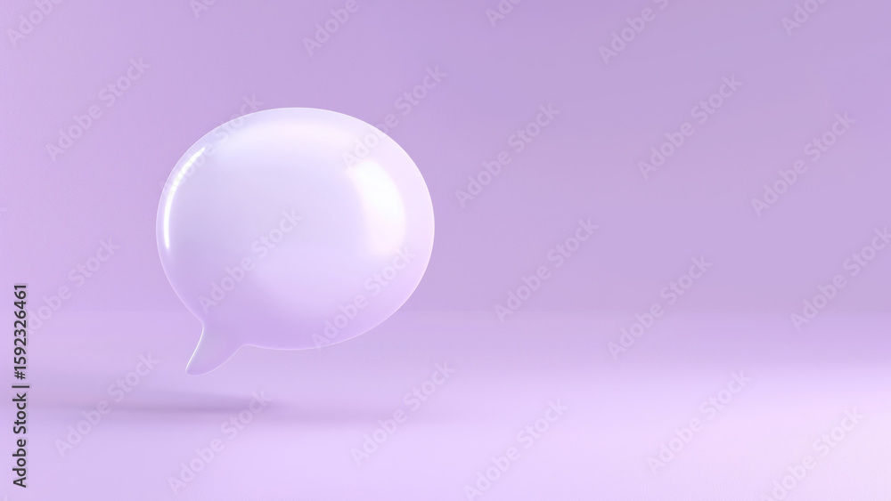 Fototapete empty white speech bubble, 3d rendering communication icon. social media message or chat symbol. onl