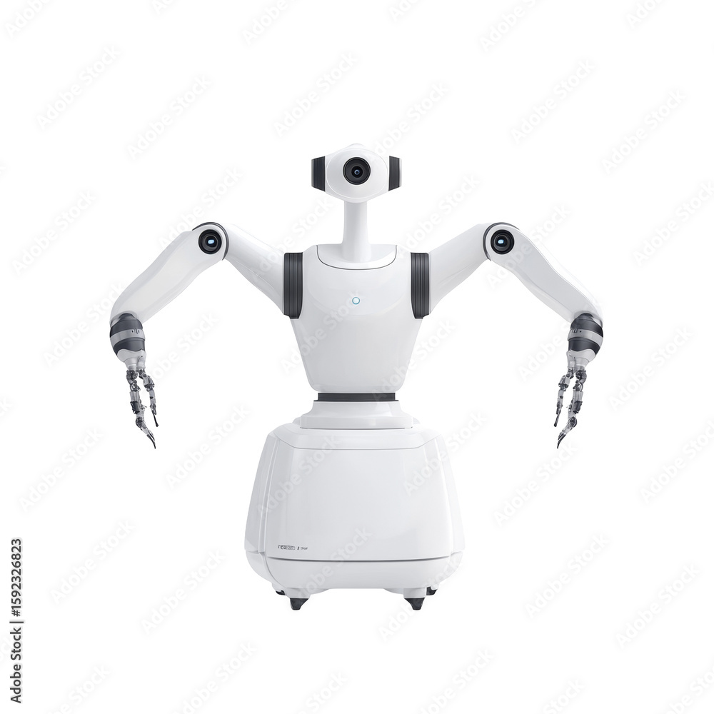 Poster modern robotic device with multiple arms for innovative technological solutions