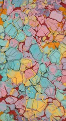 Abstract vibrant mosaic texture created with fluid acrylic pouring technique background