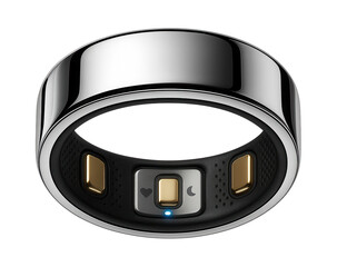 Sleep tracker ring with a metallic finish and embedded sensors
