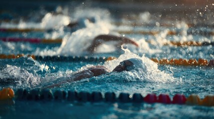 Swimming competition action aquatic center sports photography competitive environment close-up view athletic concept