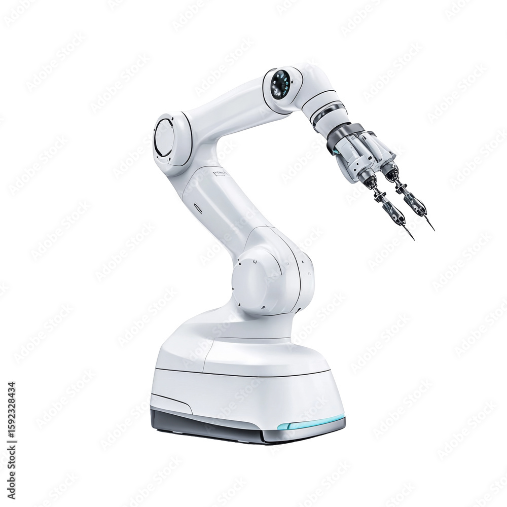Poster advanced robotic arm with precision gripper technology for industrial applications