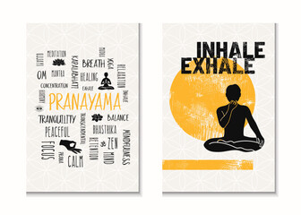 Pranayama Breathing Exercise Poster Set