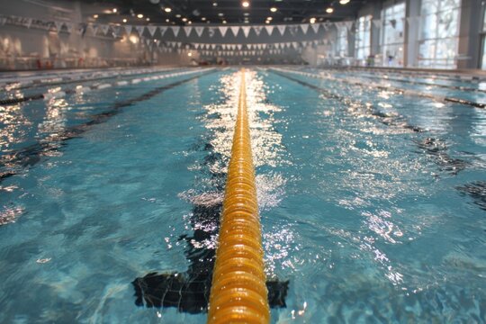 Swimmer preparing for competition swimming pool sports photography indoor environment low angle view athletic focus