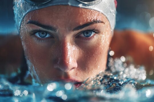 Intense swimming competition aquatic center sport photography underwater close-up athletic focus - Powered by Adobe