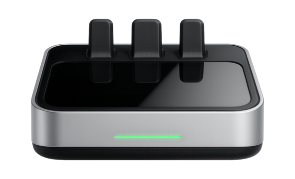 Multi-device charging station with integrated cable management and rubberized base