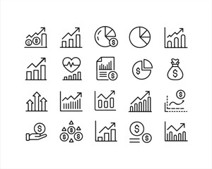 Finance and Business Growth Icons – Charts, Graphs, Money, Profit