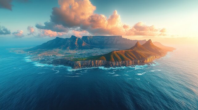 Scenic aerial view of Table Mountain - Powered by Adobe