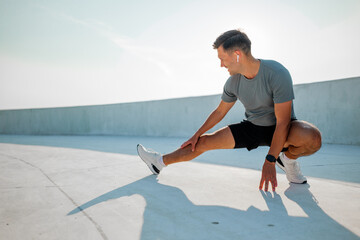Stretching outdoors during sunny morning workout session for better flexibility