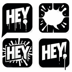 Spray painted graffiti speech bubble icon sprayed with word hey graffiti speech bubble symbol