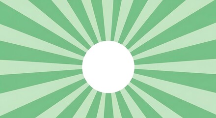 Abstract design featuring a white circle at the center with radiating green stripes emanating outwards.