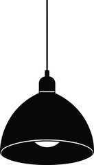 Elegant silhouette of a vintage hanging ceiling lamp isolated on transparent background