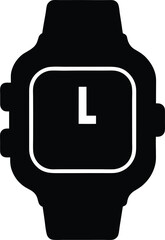 Modern digital watch face silhouette with glowing numbers isolated on transparent background