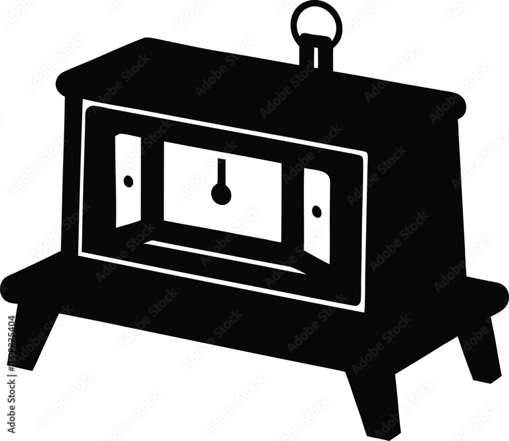Poster retro flip clock silhouette displayed on a table isolated on transparent background