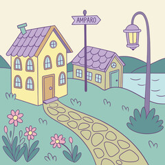 landscape with houses