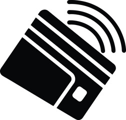 Clean silhouette of a contactless payment icon isolated on transparent background