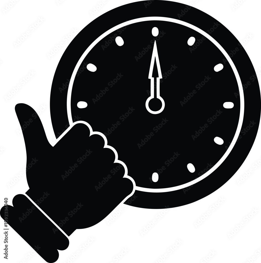 Poster elegant silhouette of a clock hand precisely indicating three o clock isolated on transparent backgr
