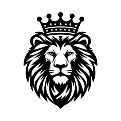 Lion king logo vector wearing a black and white crown