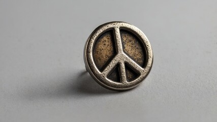 Vintage peace symbol pin on neutral background  symbol of harmony and tranquility