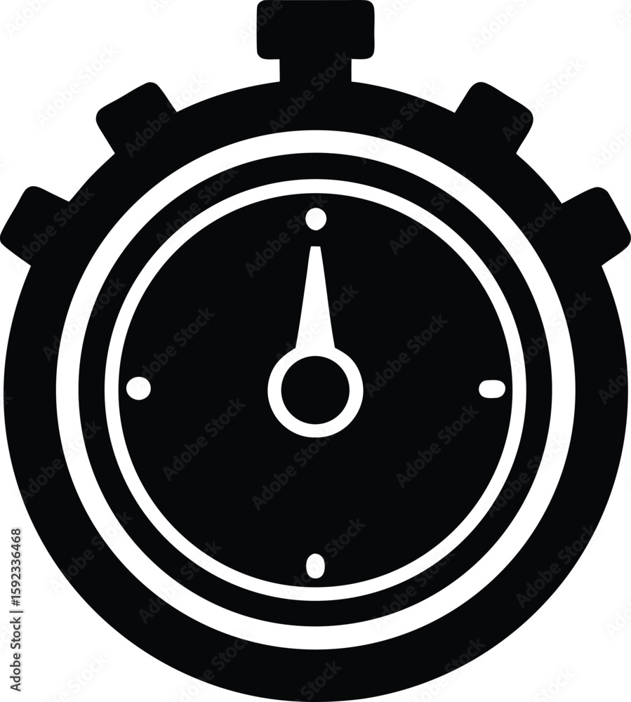 Poster silhouette of a chronograph timer interface with detailed controls and display isolated on transpare