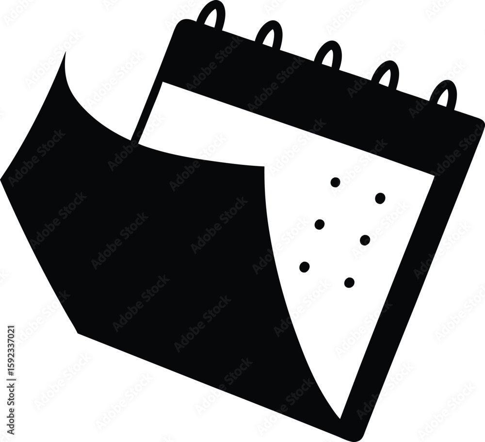 Poster silhouette of a calendar page flipping over isolated on transparent background