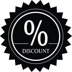 Bold black silhouette of a 50 percent discount badge isolated on transparent background for sales and promotions
