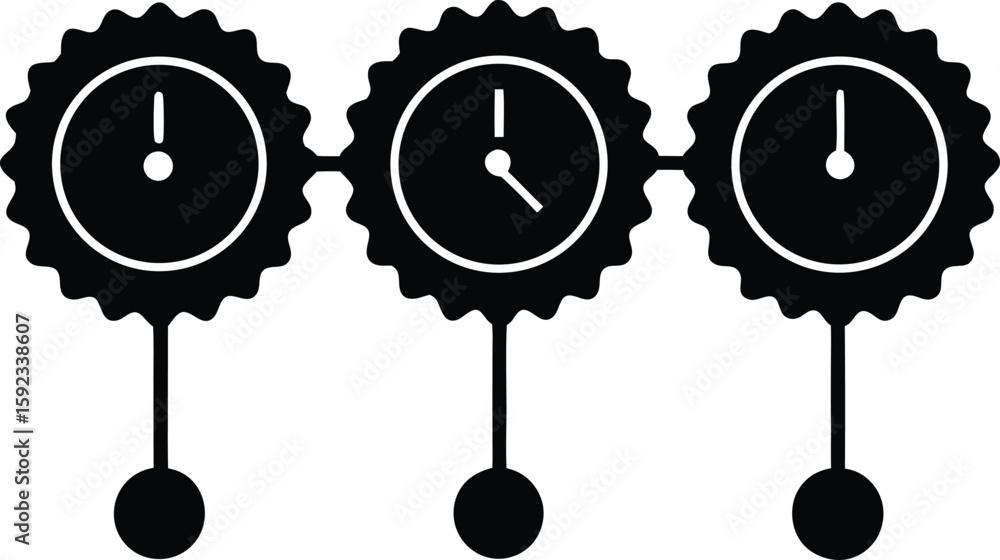 Poster abstract timeline concept with integrated clock elements and progress markers isolated on transparen