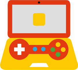 Flat Vector icon of computer and its keyboard on the shape of controller 