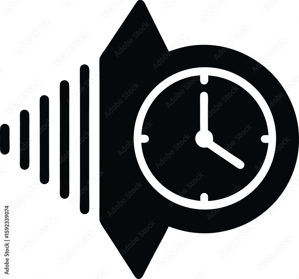 Aufkleber abstract silhouette of a ticking sound icon with a clock face isolated on transparent background