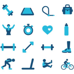 Obraz premium Minimalist Flat Vector SVG Icon Set with Geometric Shapes and Bright Colors in Modern Style for Web and App Design