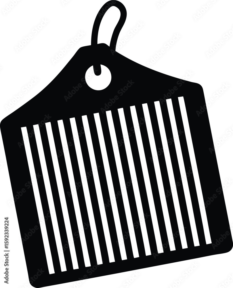 Poster clean concept silhouette of a store barcode tag isolated on transparent background