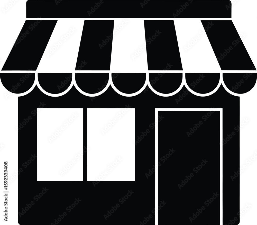 Aufkleber clean silhouette of a storefront with an awning isolated on transparent background