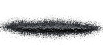 A fine scattering of dark grey powder or dust, isolated on a transparent background