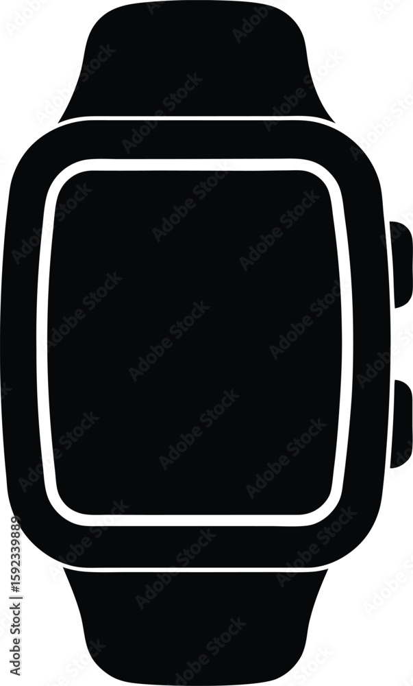 Poster modern smartwatch with a sleek touch display presented as a clean silhouette isolated on a transpare