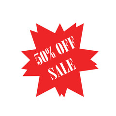 sale 50% off banner, sale label or banner with 50% off