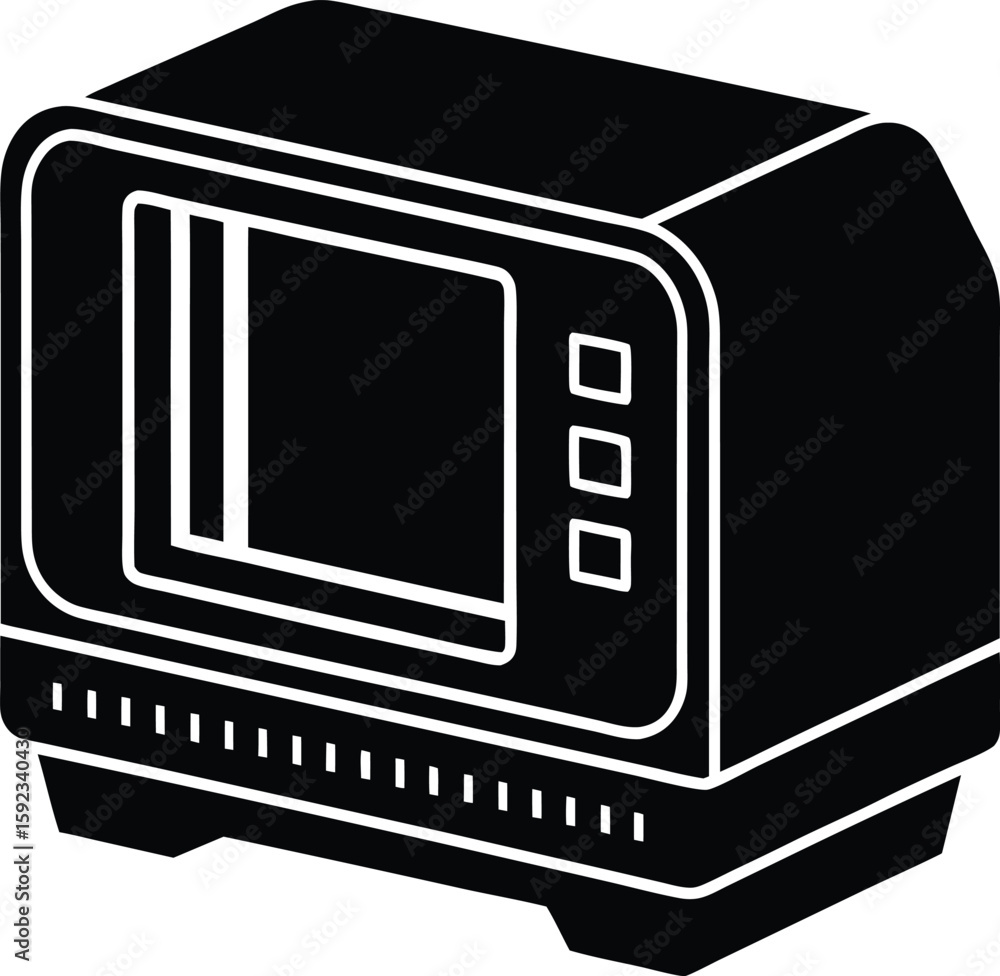 Poster retro digital alarm clock silhouette with lcd display isolated on transparent background