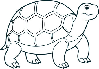 a giant  tortoise one line art with transparent background