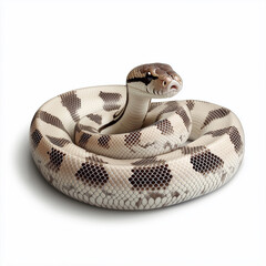 Fototapeta premium Coiled snake with intricate scale pattern, python reptile in wild nature, exotic serpent slithering