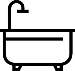 bathtub pictogram vector icon on white or transparent background. plumbing tools. Editable and Printable sticker.