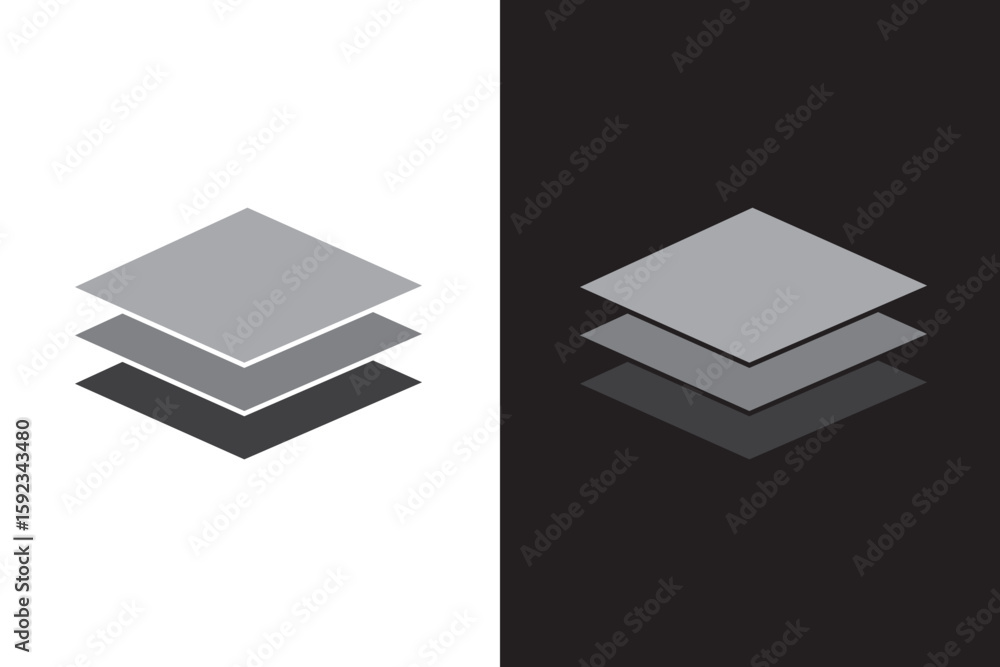 Poster land layers vector icon set in solid style.