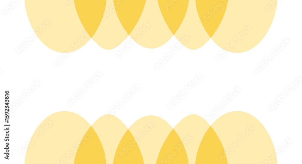 Aufkleber overlapping yellow ovals arranged symmetrically on a white backdrop create an abstract design elemen